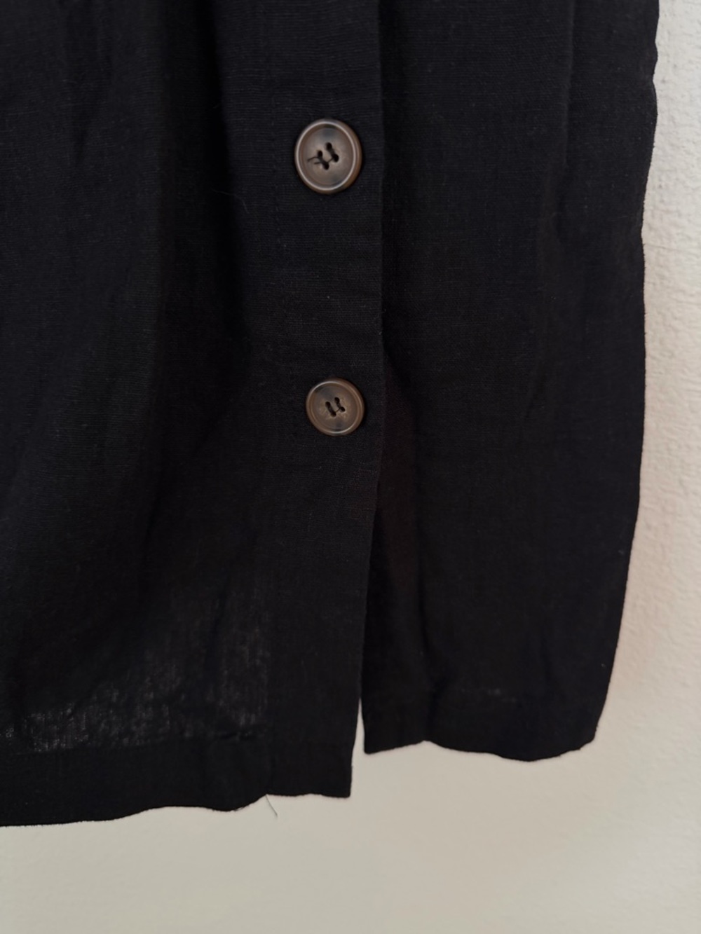 Linen Button-Front Spaghetti Strap Mini Dress - Picture 3 of 6